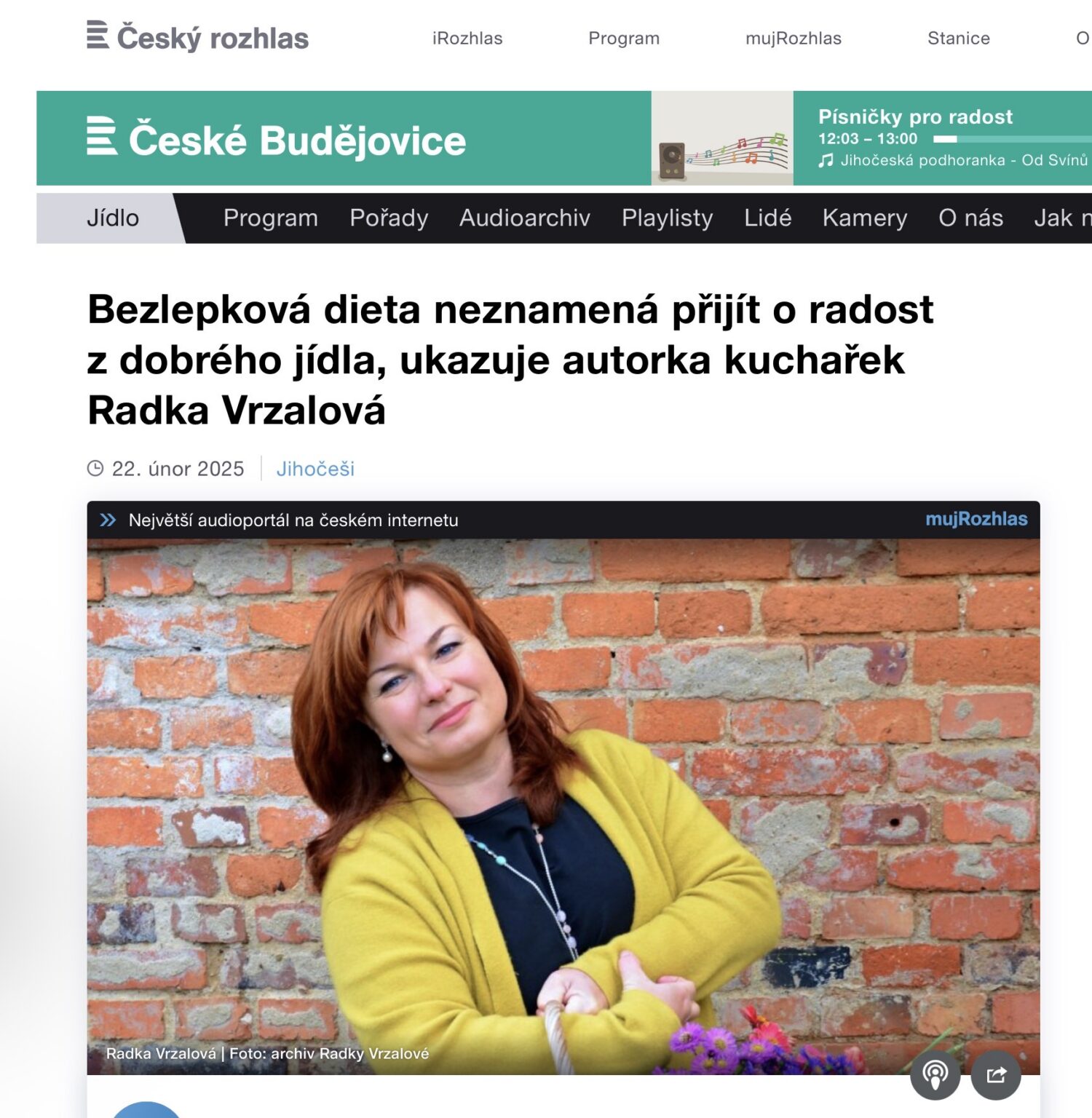 Český rozhlas - rozhovor s Radkou Vrzalovou